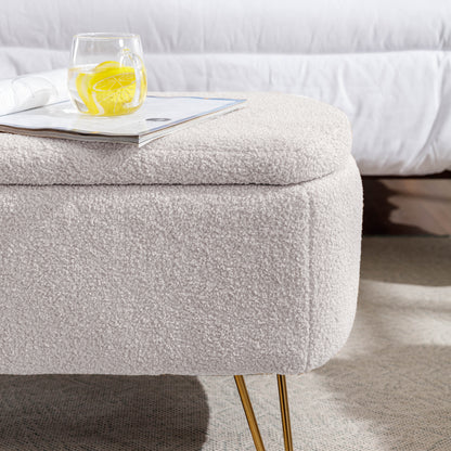 Elegant Gold Haven Storage Ottoman Bench