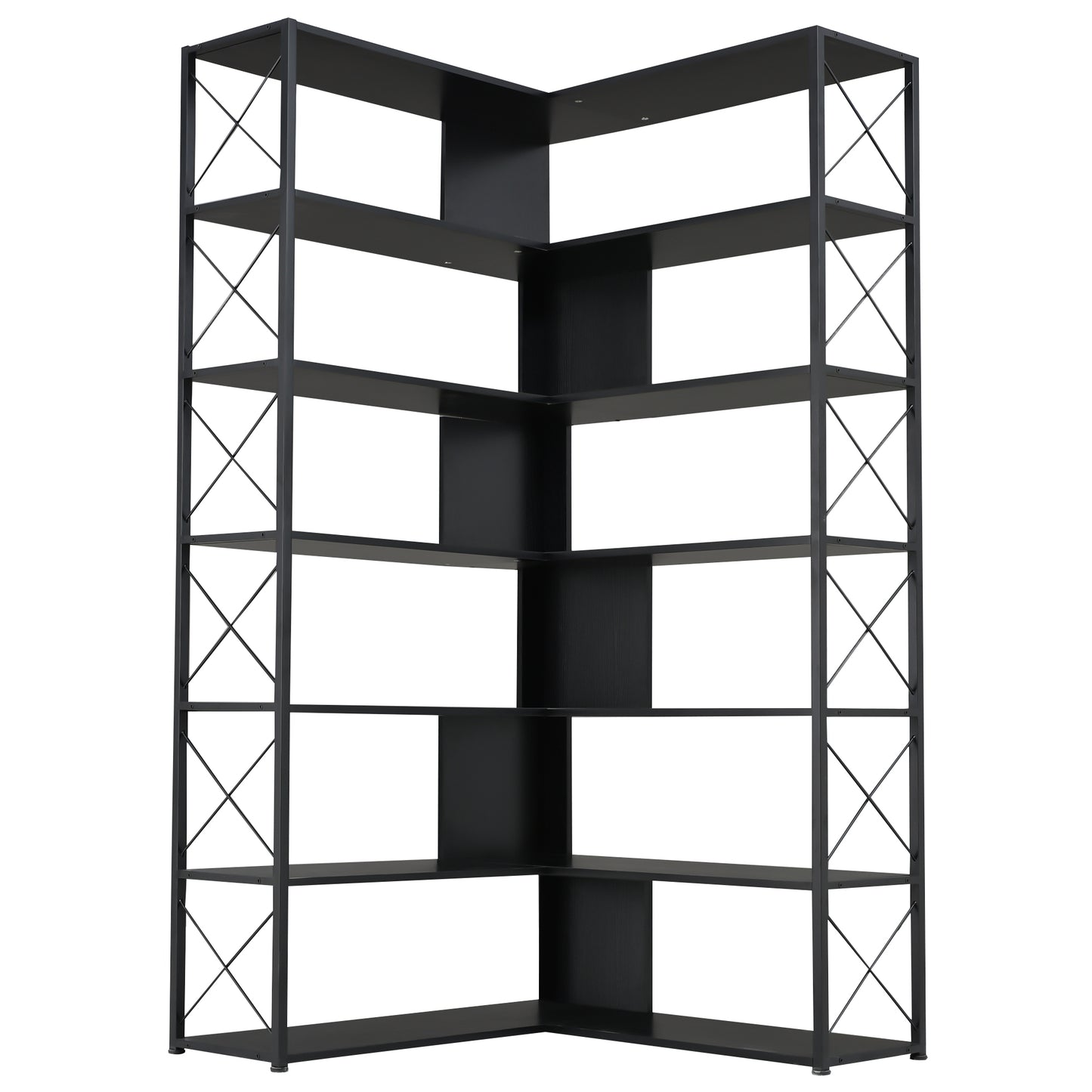 L-Shaped Corner Bookcase - Black