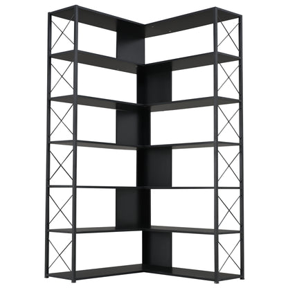 L-Shaped Corner Bookcase - Black