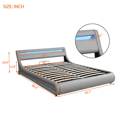 Farah Queen Size Storage Platform Bed w Hydraulic System - Grey