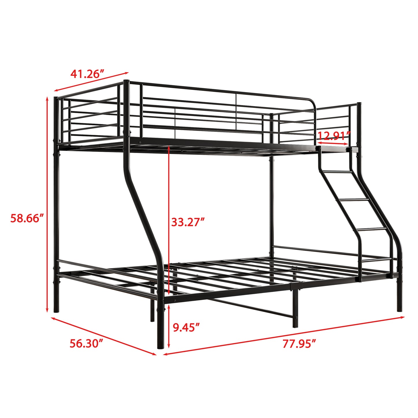 The Diamond Twin-Over-Full Metal Bunk Bed -Black