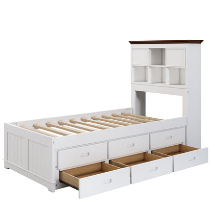 Twin Bookcase Bed with Trundle and Storage
