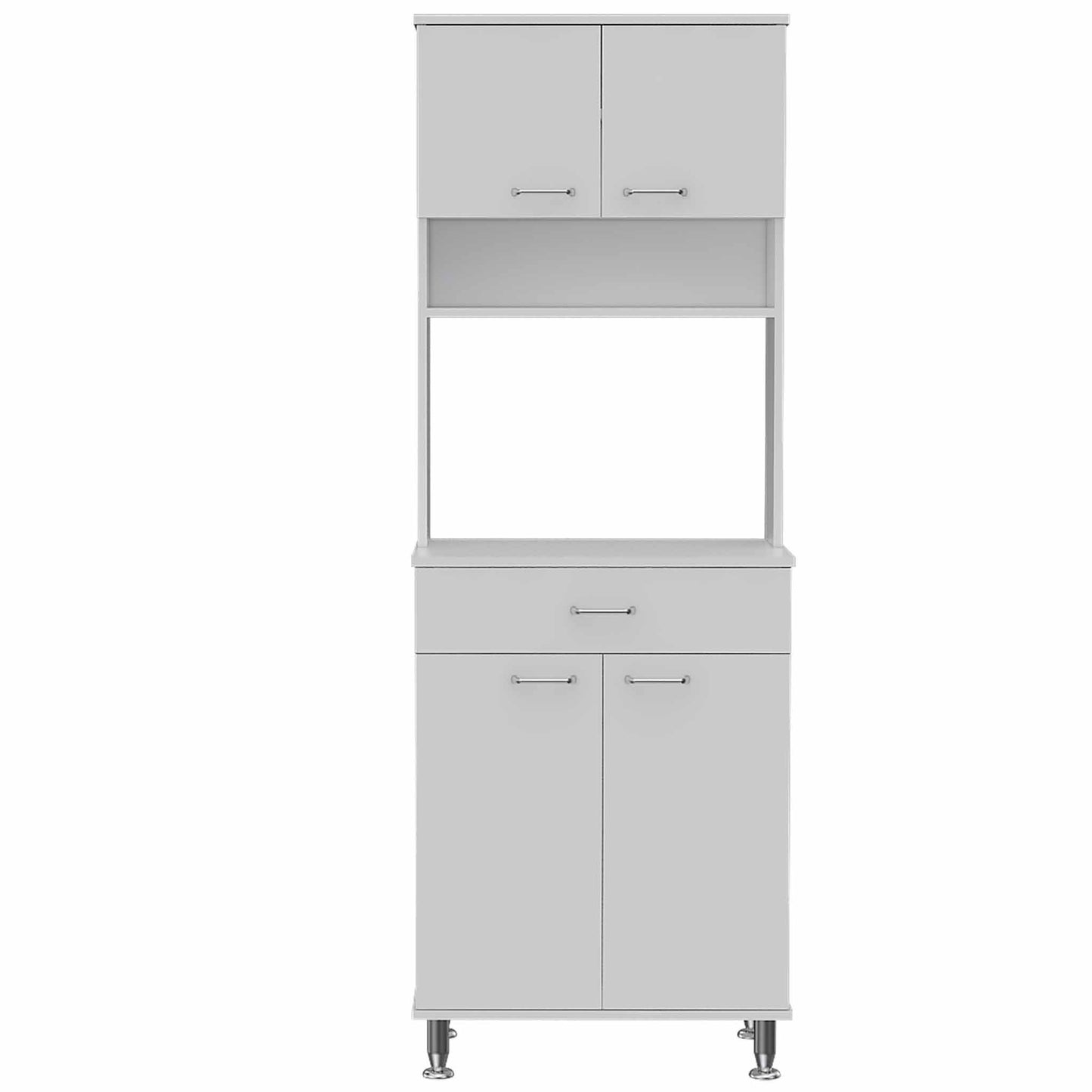 Santa 1-Drawer 1-Shelf Area Pantry with Adjustable Metal Legs - White
