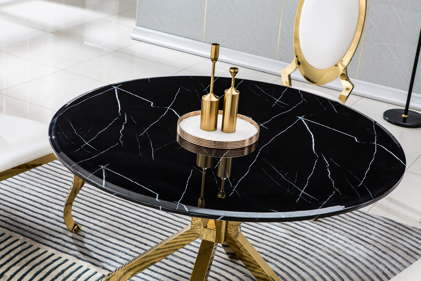 Elegant Gold Fusion Marble Dining Table