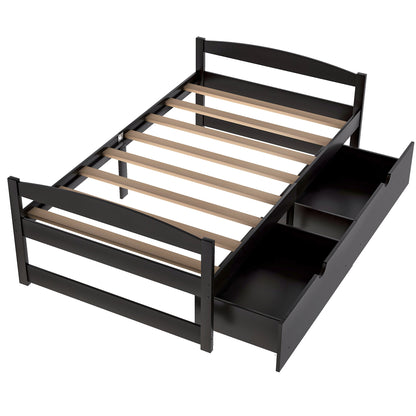Espresso Dream Twin Platform Bed with Dual Drawers