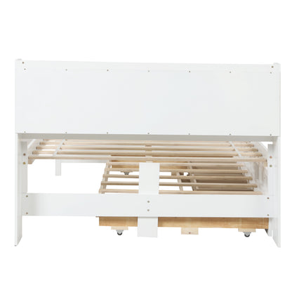 White Haven Full Bed with Bookcase, Twin Trundle, and Drawers