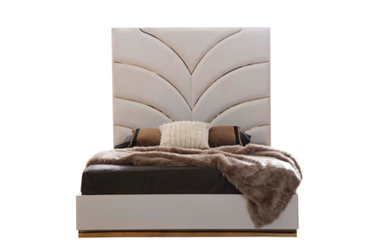 Elegant Dreams Queen Size Ivory Wood Upholstered Bed