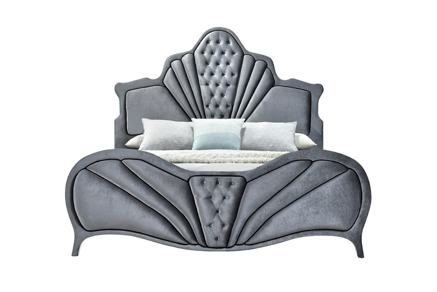 Elegant Dreams Gray Velvet Queen Bed