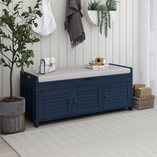 Trex Storage Bench with 3 Shutter Doors - Antique Navy