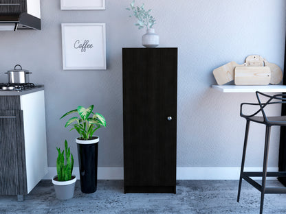 Belleria Single Door Pantry with Four Interior Shelves  - Black