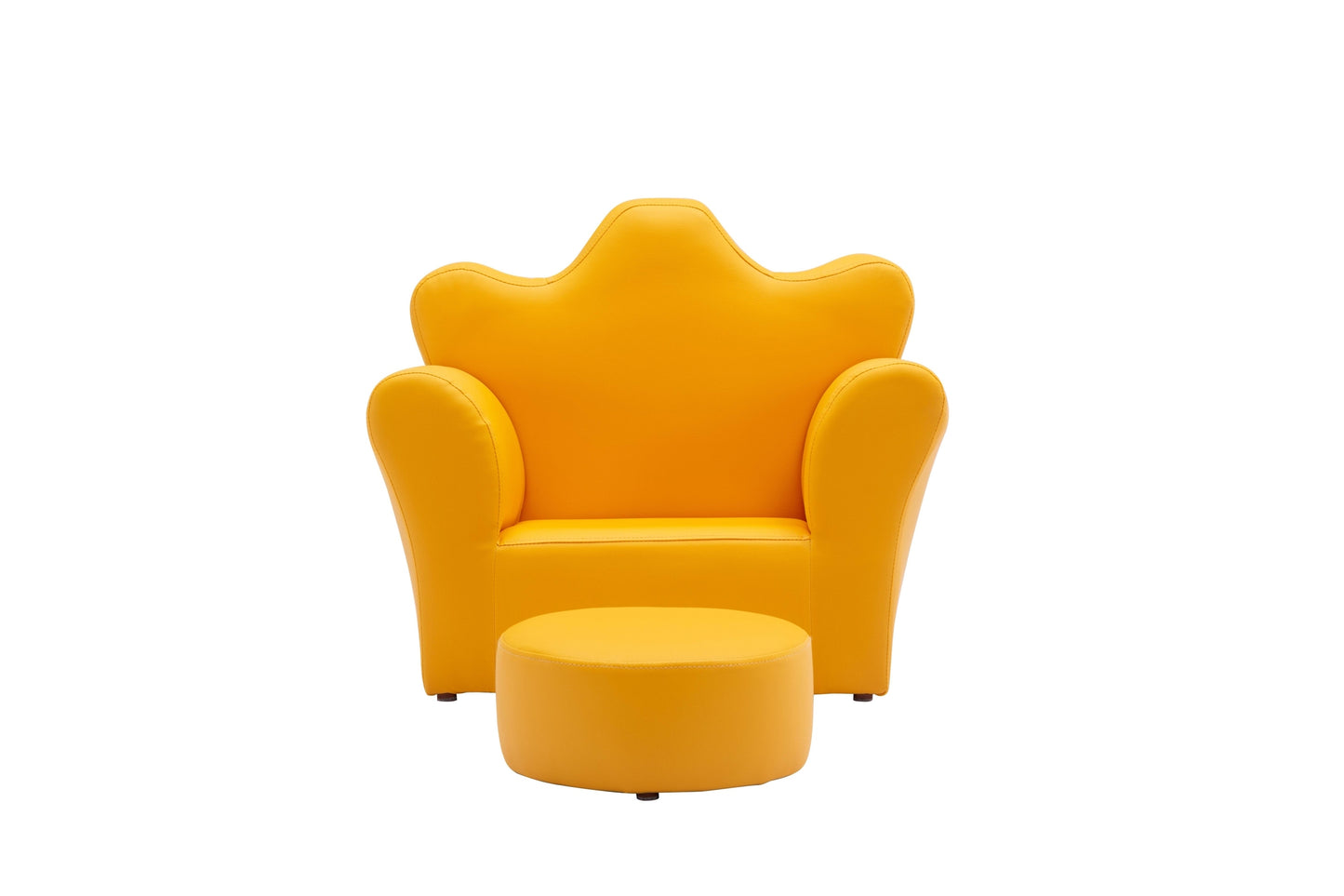 Crown Shape 1pc Kids Chair with Ottoman - Yellow
