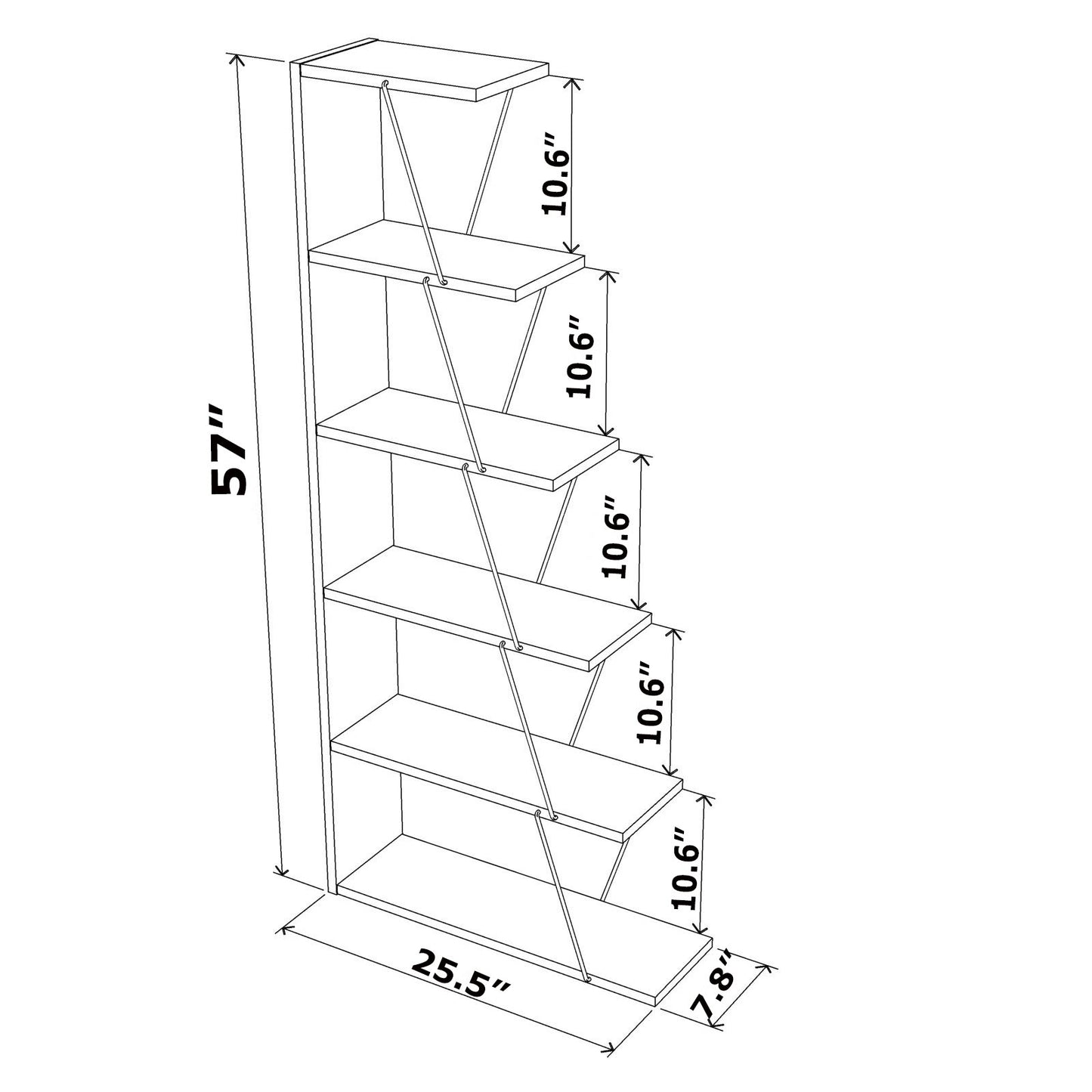 Modern Space-Saver  Ladder Bookshelf Organizer - Walnut