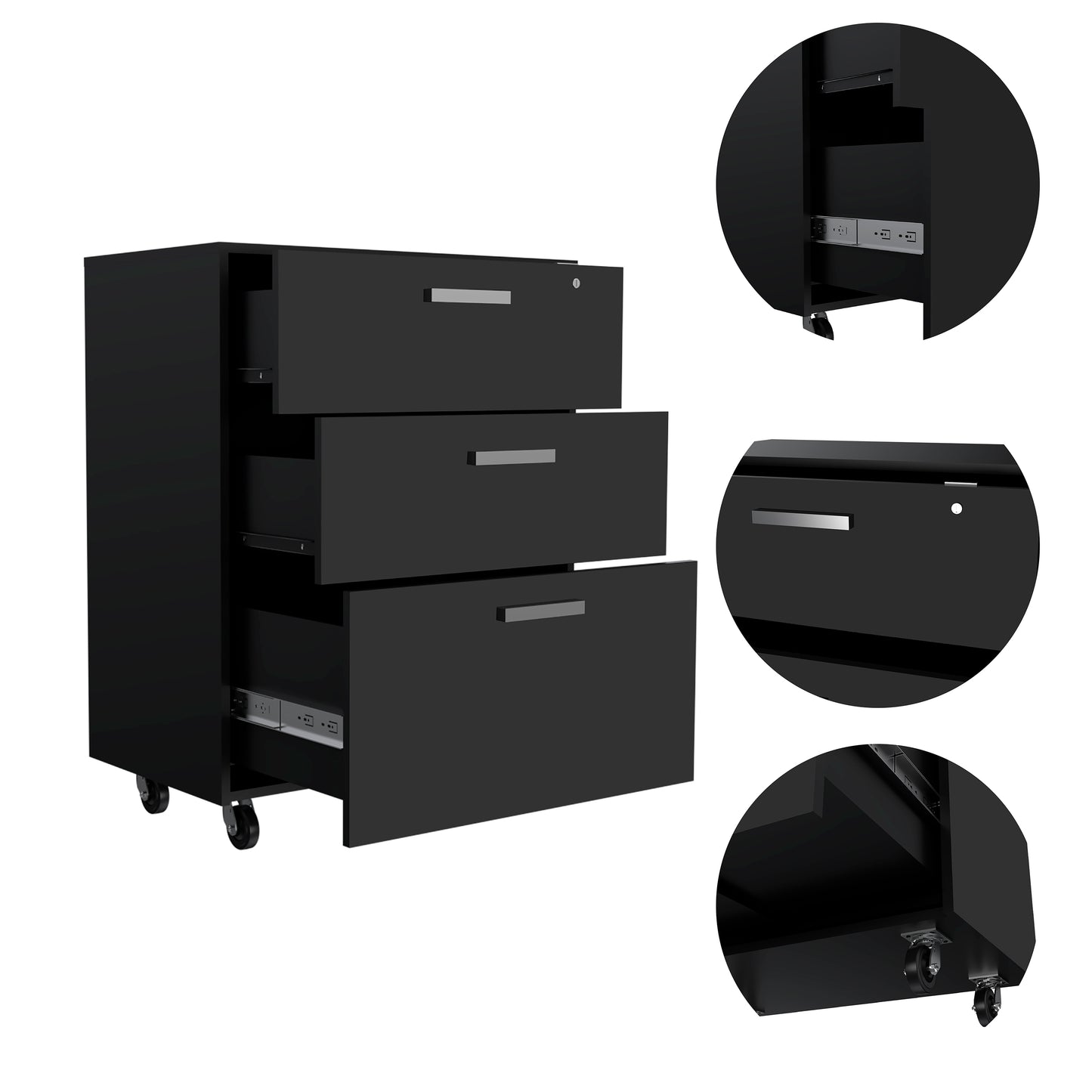 Medford 3-Drawer Cabinet - Black