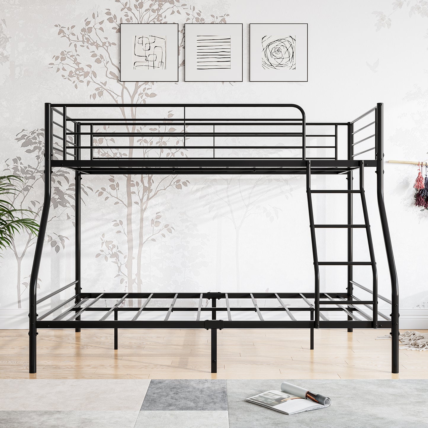 The Diamond Twin-Over-Full Metal Bunk Bed -Black