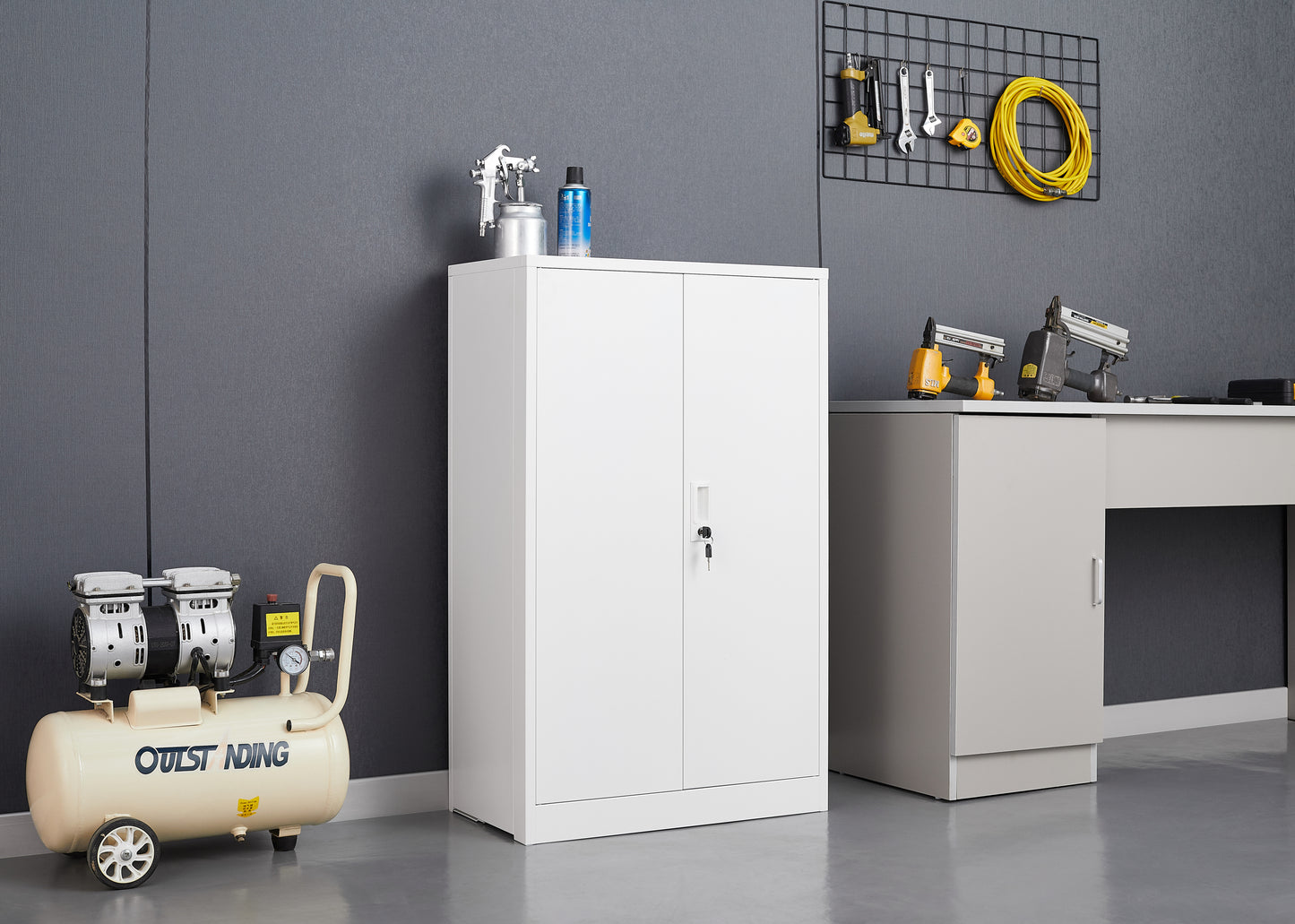 Secure Guard Storage Metal Cabinet - White