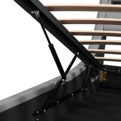 Farah Queen Size Storage Platform Bed w Hydraulic System - Grey