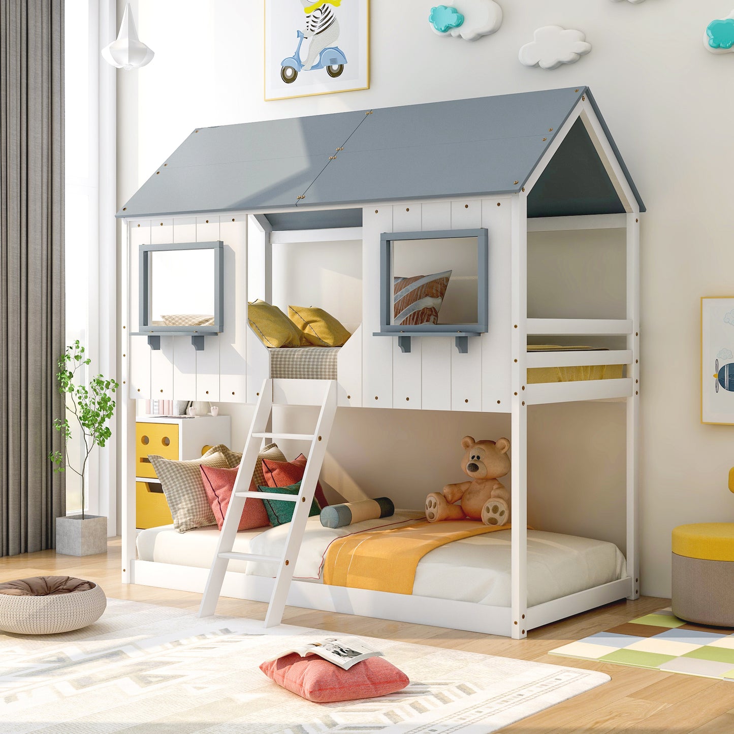 Fort  Twin Bunk Bed - White