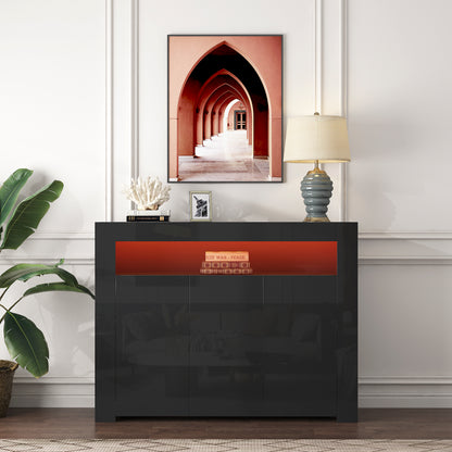 Glossy Glow Sideboard: Modern Storage Cabinet with LED Light