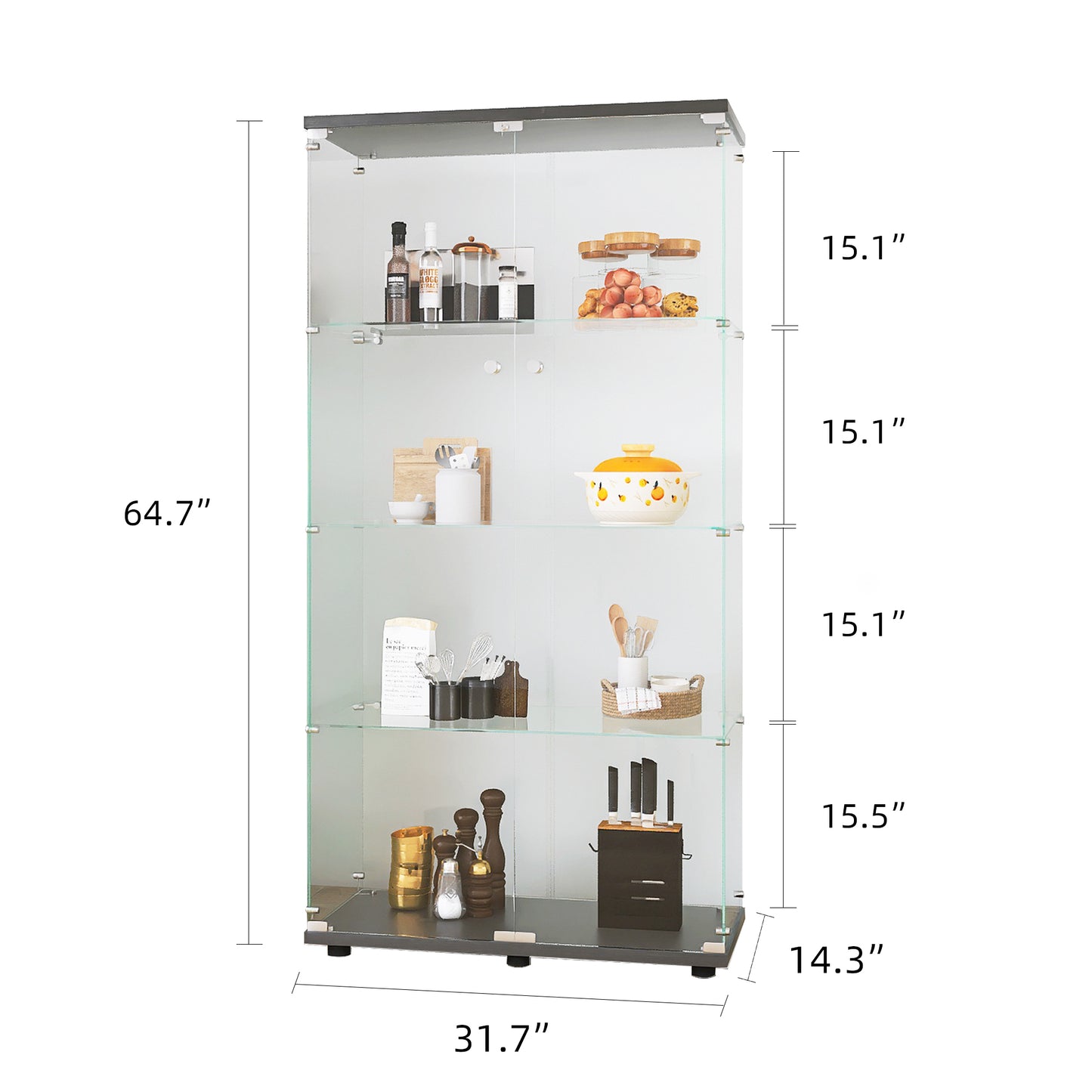 Glimmer Glass Showcase - Black