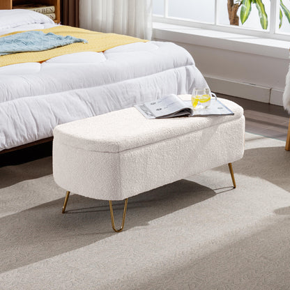 Elegant Gold Haven Storage Ottoman Bench
