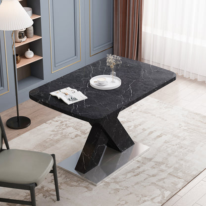 Black Marble X Dining Table