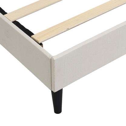 Elegant Queen Size Platform Bed Frame - Beige