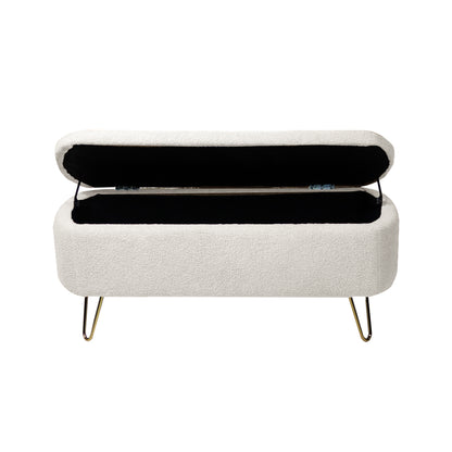 Elegant Gold Haven Storage Ottoman Bench