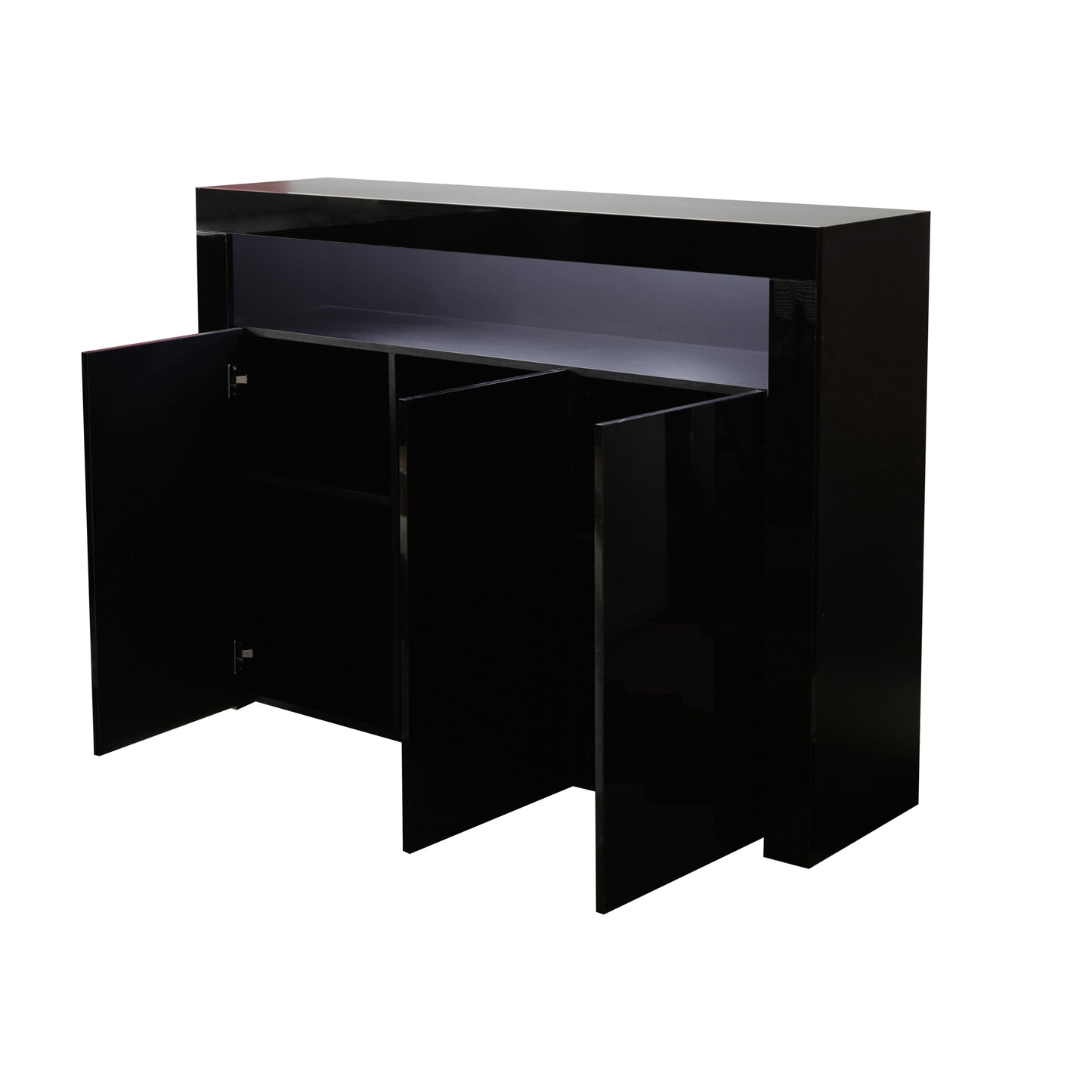 Glossy Glow Sideboard: Modern Storage Cabinet with LED Light