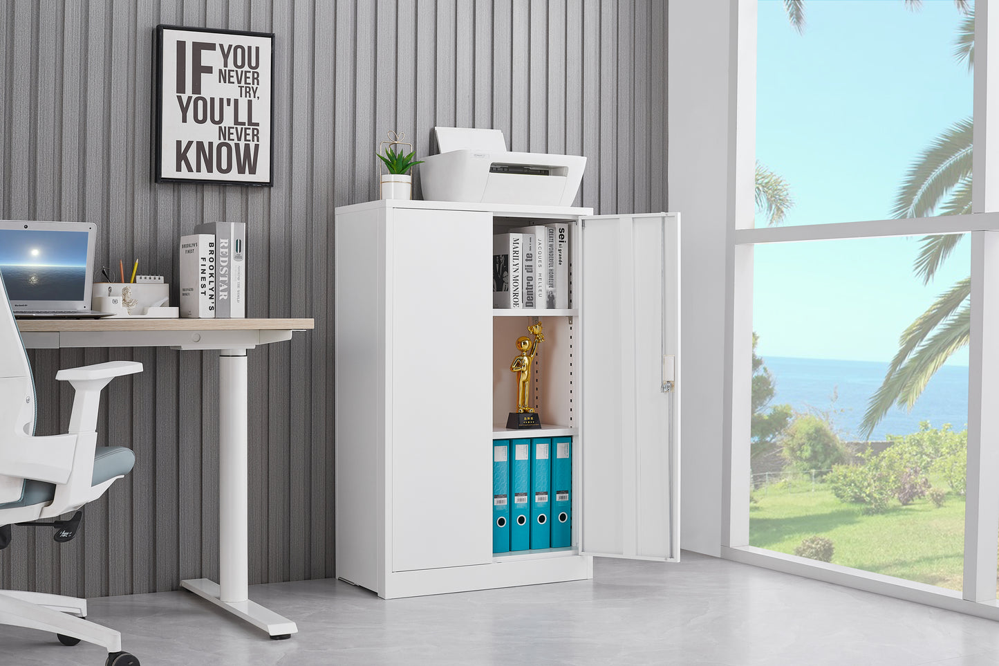 Secure Guard Storage Metal Cabinet - White