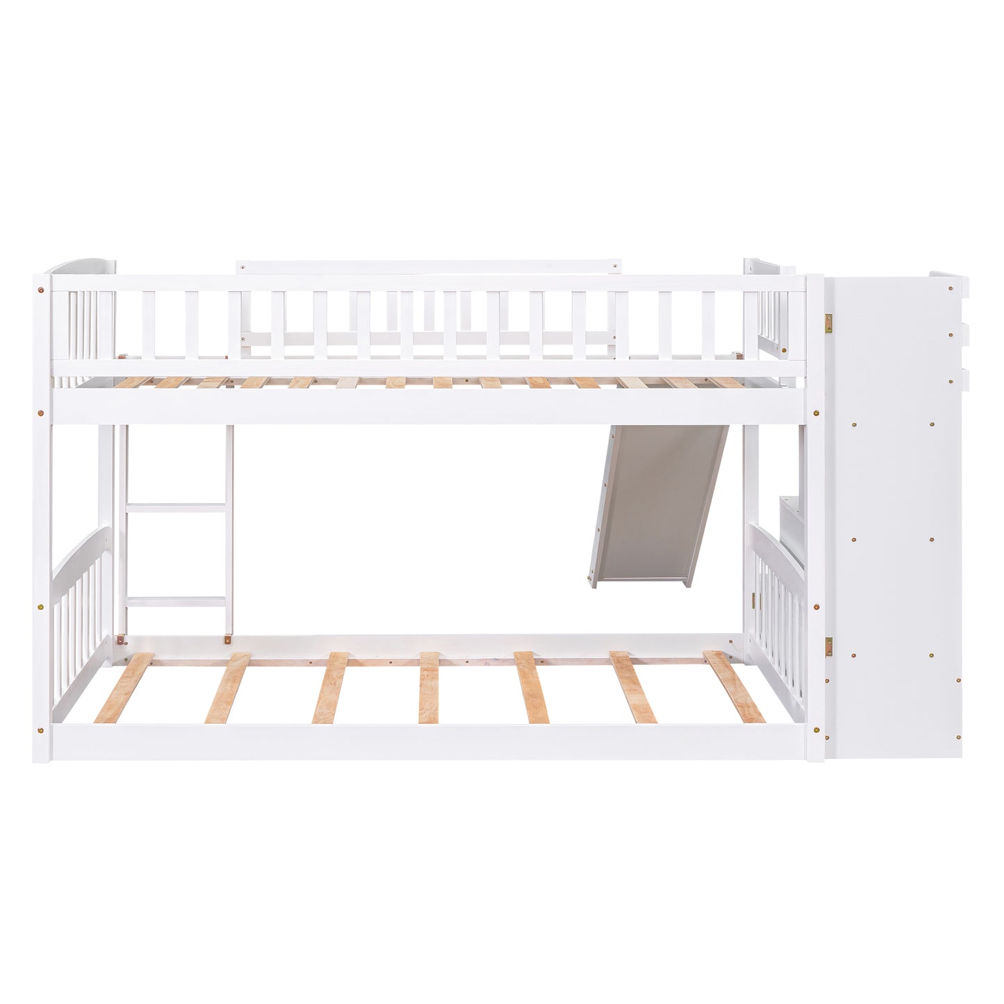 Dreamscape Twin over Twin Bunk Bed with Storage and Slide, Snow White