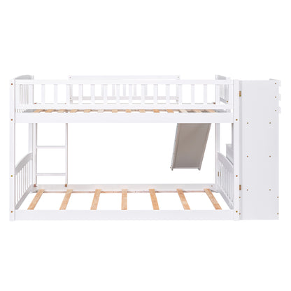 Dreamscape Twin over Twin Bunk Bed with Storage and Slide, Snow White
