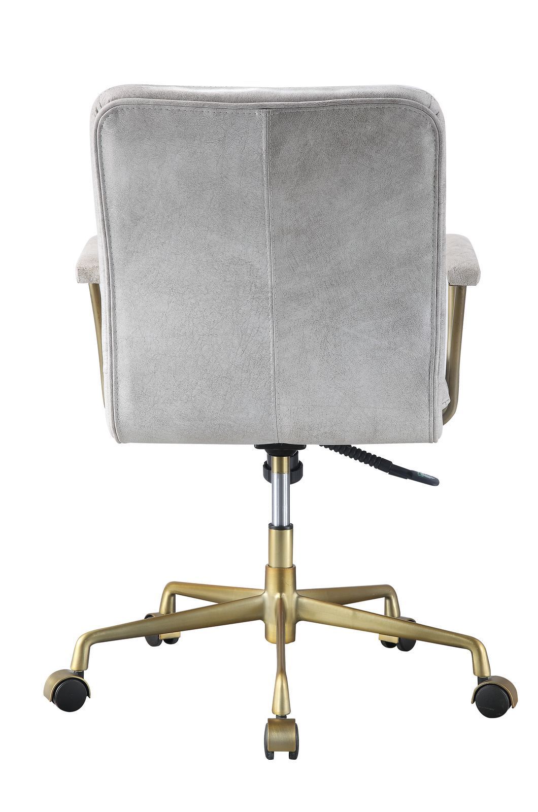 Luxe Ivory Leather & Gold Office Chair