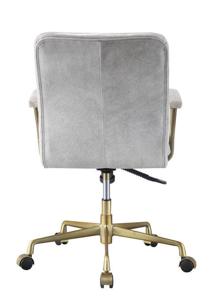 Luxe Ivory Leather & Gold Office Chair