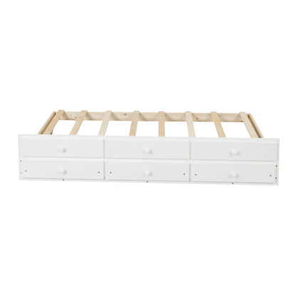 White Haven Full Bed with Bookcase, Twin Trundle, and Drawers