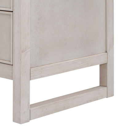 Elegant Vintage 6-Drawer Dresser: Antique White Wood Storage Cabinet