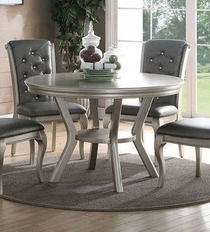 Elegant Silver Hue Round Dining Set