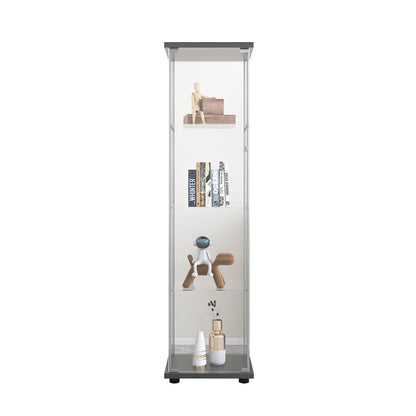 Glass Display Cabinet 4 Shelves with Door - Black