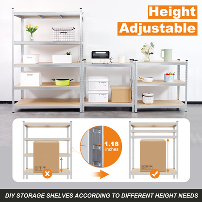 Silver Max Storage 5-Tier Utility Shelves - L