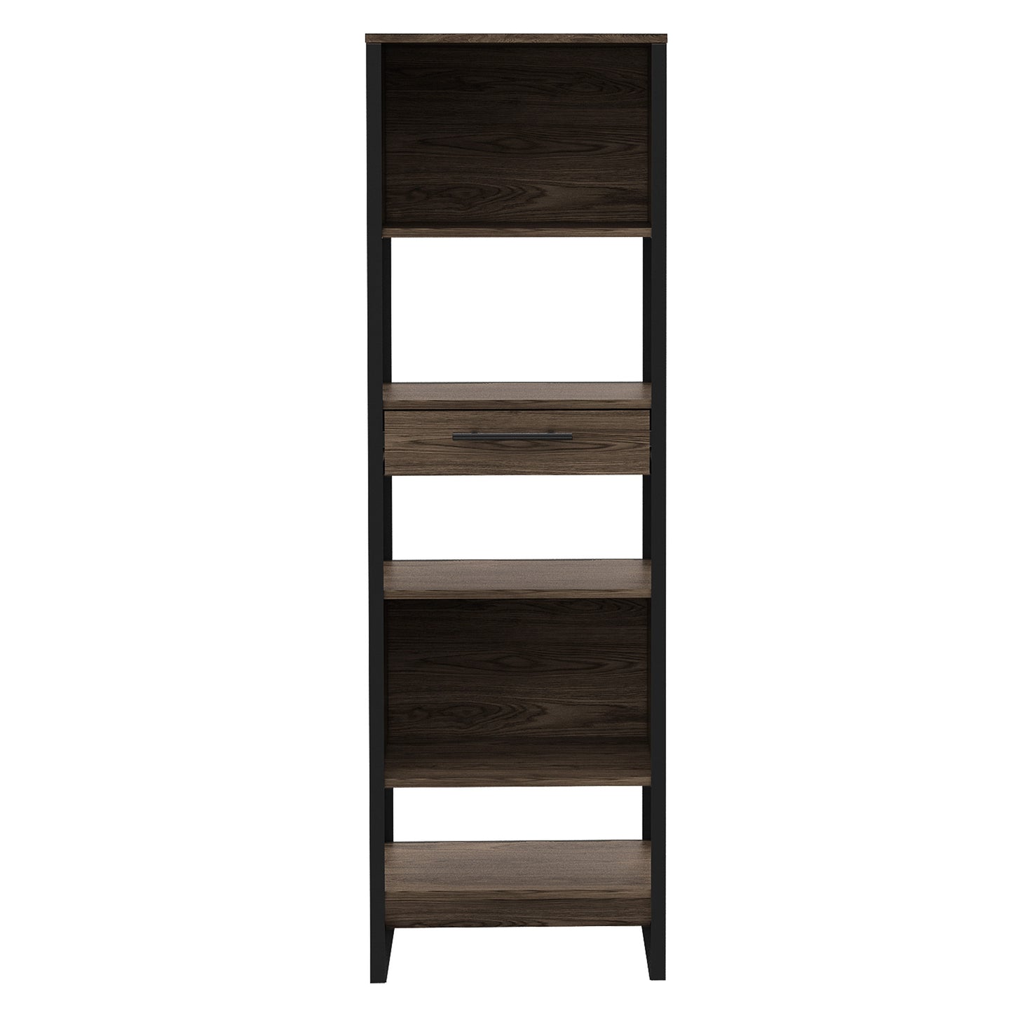 London 1-Drawer Bookcase - Dark Walnut