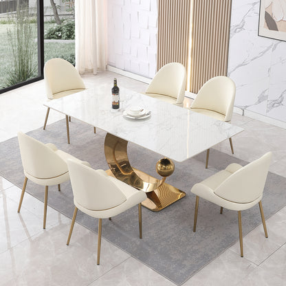 Elegant Stone Dining Set: Carrara White Edition