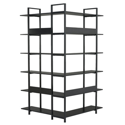 Stainless Steel Frame Corner 6-tier Shelves - Black