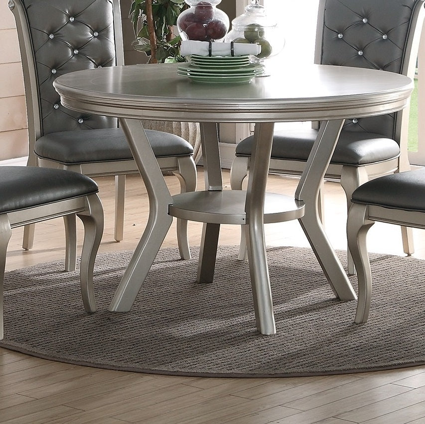 Elegant Silver Hue Round Dining Set