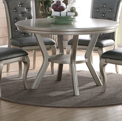 Elegant Silver Hue Round Dining Set