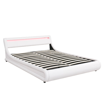 Farah Queen Size Storage Platform Bed w Hydraulic System - White