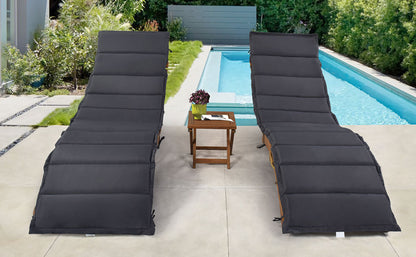Elevate Lounge Outdoor Patio Wood Portable Extended Chaise Lounge Set - Gray