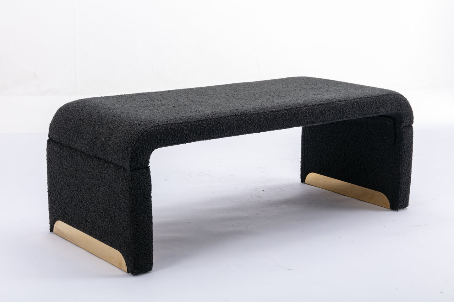 Boucle Fabric Ottoman - Black