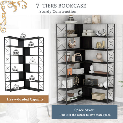 L-Shaped Corner Bookcase - Black