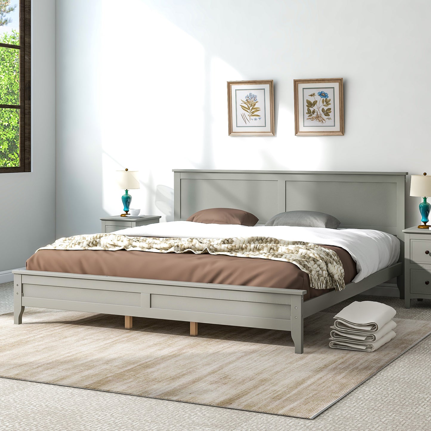 Miller King Size Platform Bed Frame - Gray