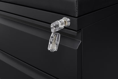 Swift Lock Mobile Storage Cabinet With Leather Cushion - Black