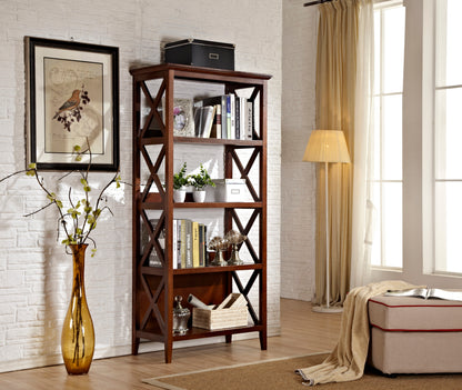 Bookshelf with Sturdy Solid Frame - Walnut